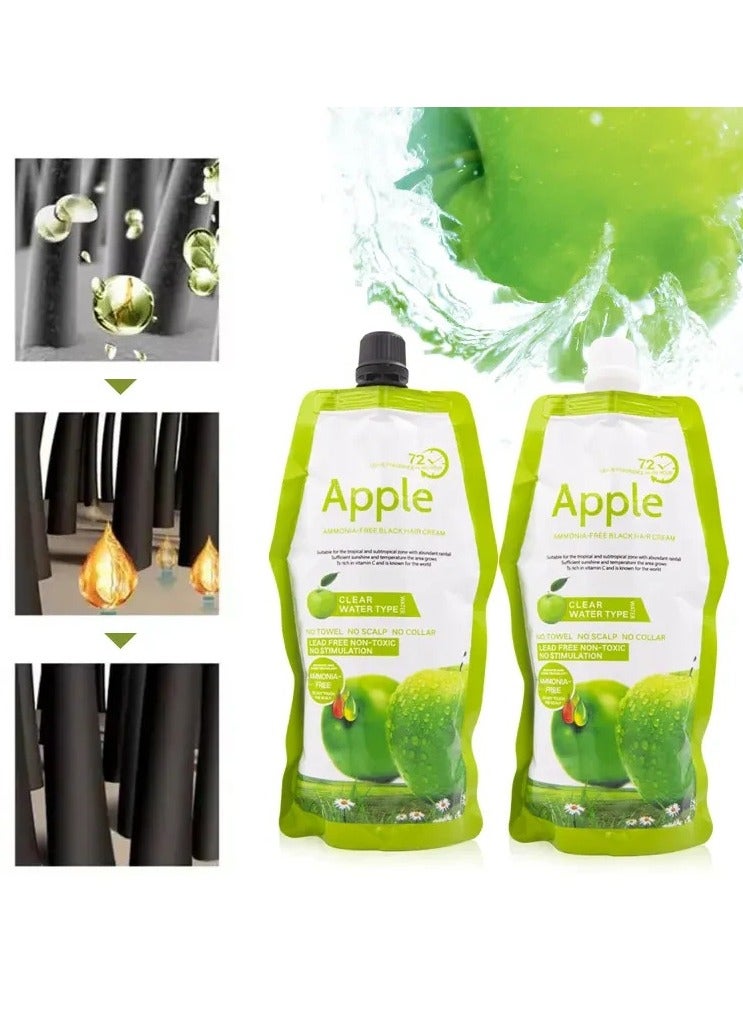 Apple Apple Fruit Black Hair Cream Natural Black Hair Dye - 500ml+500ml - Image 3
