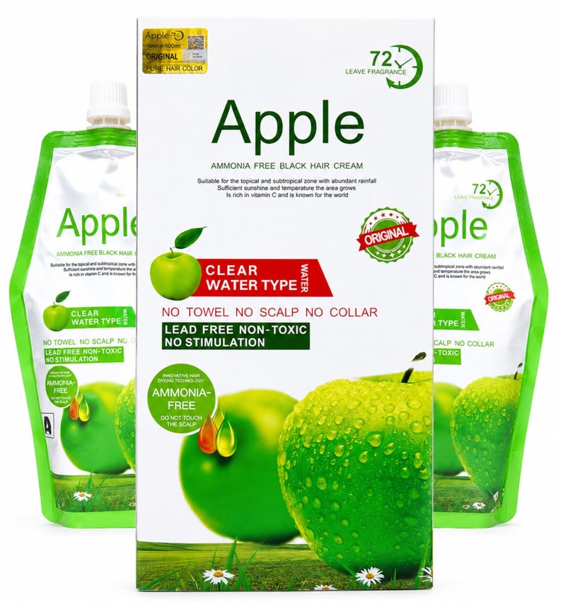 Apple Fruit Black Hair Cream Natural Black Hair Dye - 500ml+500ml - Image 1