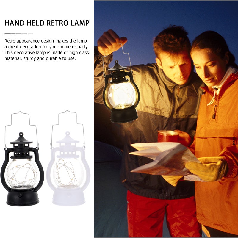 2Pcs Handheld Retro Lantern Decorative Lamp Electronic Candle Light - Image 5