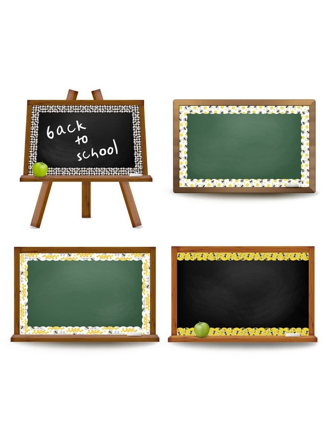 Whaline 60Pcs Bee Bulletin Board Borders 69Ft Yellow Black Cartoon Bee Honeycomb Bulletin Board Sticker Black White Plaid Daisy Flower Border Trim For World Bee Day Summer Party Home Office Decoration - Image 4