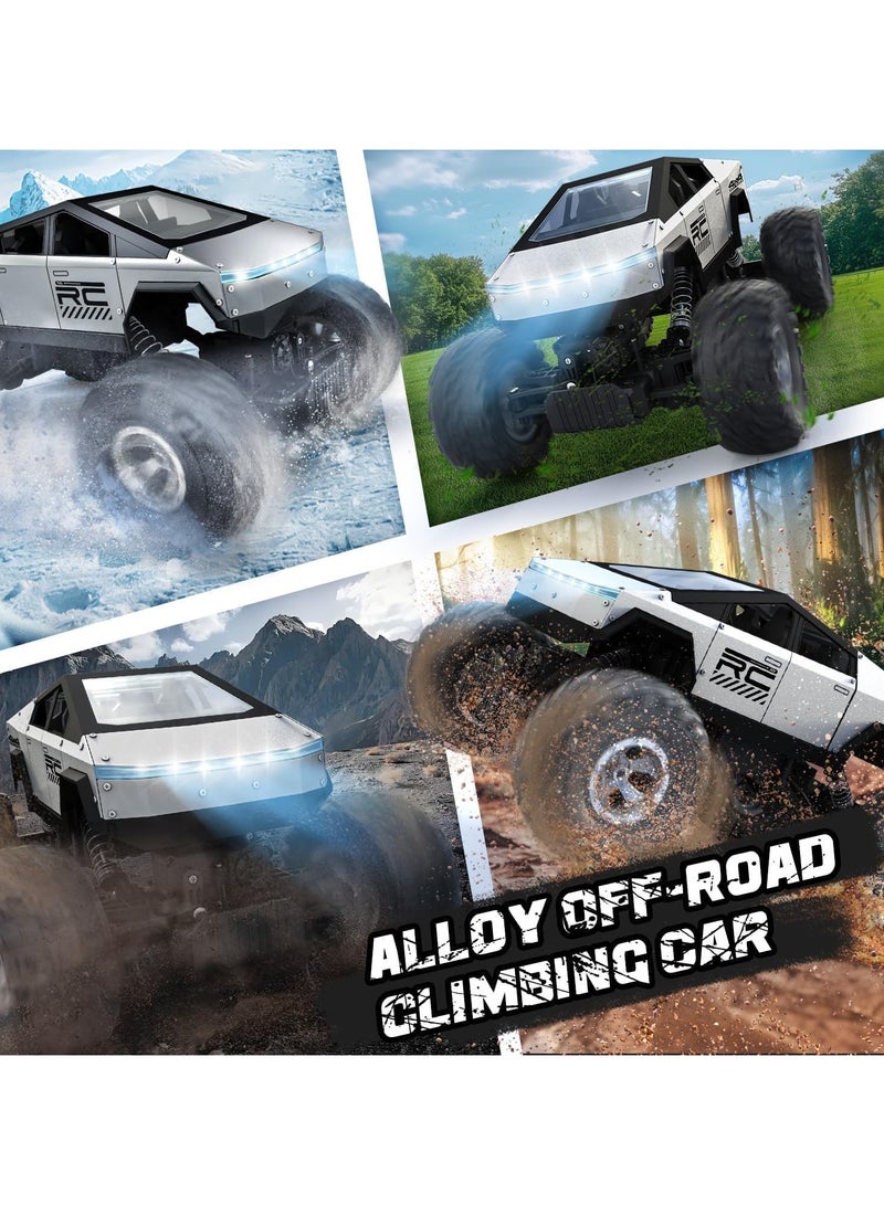 م.ا & ف'س شاحنة سايبرترك الجديدة موديل ٢٠٢٥، بمقياس ١:١٦ | سيارة دفع رباعي، لجميع أنواع الطرق الوعرة، تعمل بالتحكم عن بُعد | محركان | مصابيح أمامية LED | مقاومة للماء | زاحفة صخور تعمل بالتحكم عن بُعد بتردد ٢.٤ جيجاهرتز | ألعاب للأطفال والكبار - فضية - Image 3