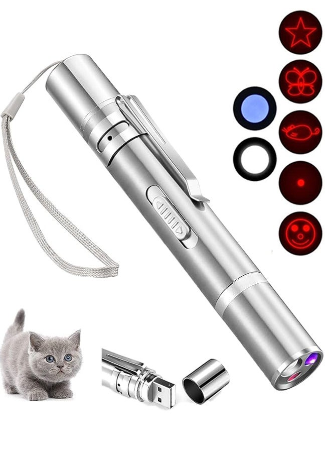 USB Rechargeable Red Laser Pointer, Laser Pointer Interactive Toys, 7Modes Lazer Projection Playpen for Kitten Outdoor Pet Chaser Tease,  Small Laser Presentation Clicker Pen - Image 1
