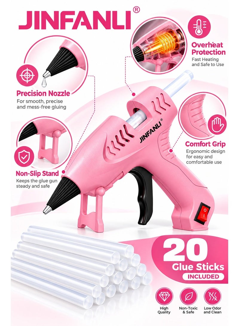 JINFANLI 20W Mini Hot Glue Gun Kit with 20 Glue Sticks, Fast Heating Craft Glue Gun with Overheat Protection & Non-Slip Stand for DIY, Arts, Crafts, School Projects & Home Repairs - Image 4