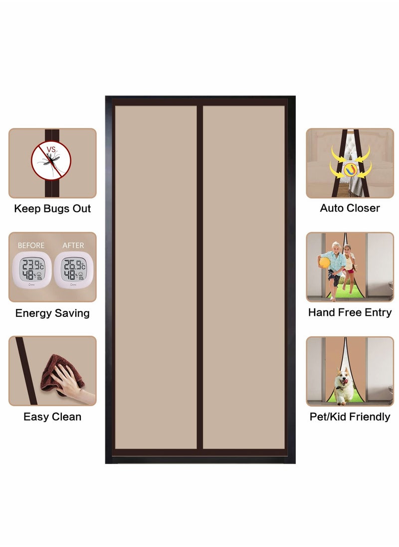 KASTWAVE - Magnetic Insulated Door Curtain, Thermal Door Cover Door Screen Auto Closer Self-Closing Privacy Screen Door for Air Conditioner Room, Patio, Bedroom-Hands Free - Image 1