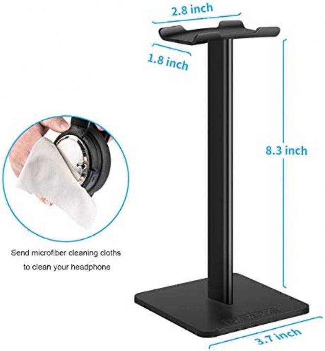 New bee Headphone Stand Headset Holder Earphone Stand with Aluminum Supporting Bar Flexible Headrest ABS Solid Base for All Headphones Size (Black) - Image 2