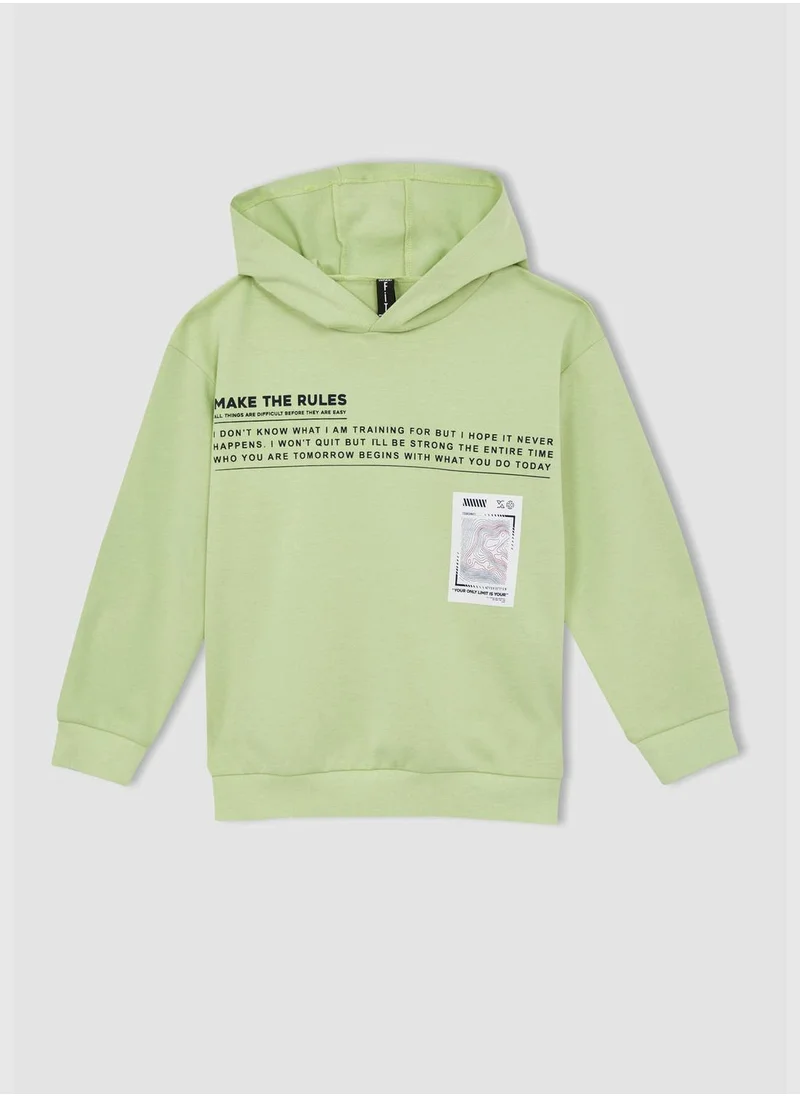 DeFacto Oversized Long Sleeve Slogan Print Hoodie