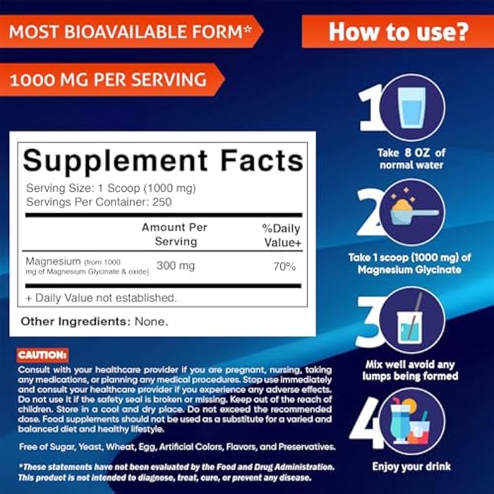 Vitamatic Magnesium (from Glycinate & Oxide) - Supports Muscle, Joint, and Heart Health 250 Grams - Image 2