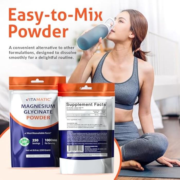 Vitamatic Magnesium (from Glycinate & Oxide) - Supports Muscle, Joint, and Heart Health 250 Grams - Image 3