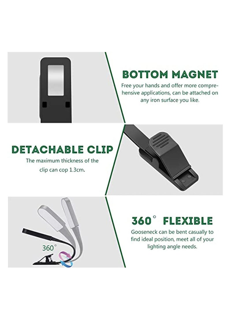 Excefore - Book Light, USB Rechargeable 3 Modes Stepless Dimming Flexible Clip Light for Reading at Night with Magnet Portable Eye Protection Reading Light for Camping Travel Train Book Laptop Tablet - Image 1