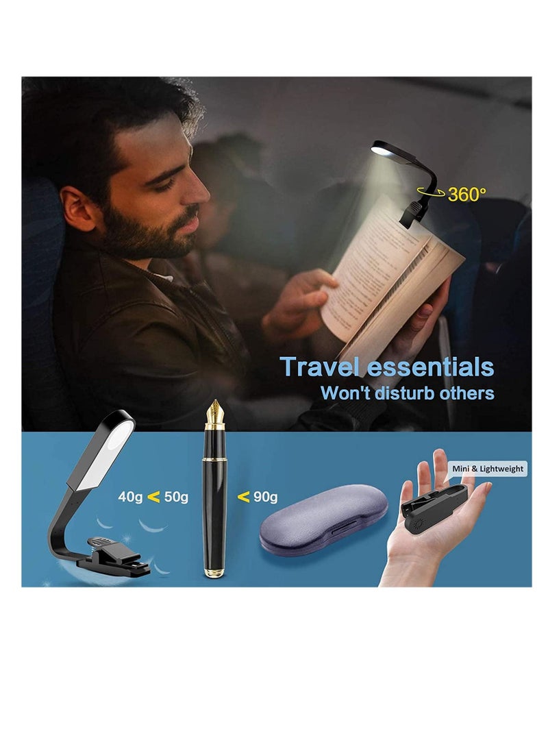 Excefore - Book Light, USB Rechargeable 3 Modes Stepless Dimming Flexible Clip Light for Reading at Night with Magnet Portable Eye Protection Reading Light for Camping Travel Train Book Laptop Tablet - Image 1