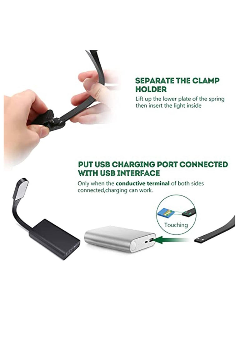 Excefore - Book Light, USB Rechargeable 3 Modes Stepless Dimming Flexible Clip Light for Reading at Night with Magnet Portable Eye Protection Reading Light for Camping Travel Train Book Laptop Tablet - Image 1