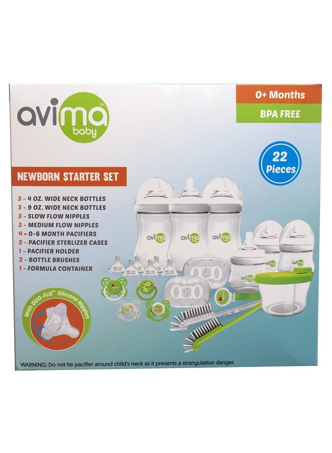 AVIMA Newborn Baby Bottle Starter Set. Anticolic Wide Neck Bottles With Slow And Medium Flow Nipples. 22 Piece Set - Image 4
