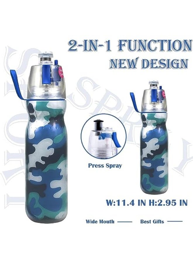 X spring Sport Spray Water Bottle, Kids Sport Water Bottles, 590ML Cool Mist Water Bottle with Three Layer Heat Insulation, Leakproof BPA Free Drinking Bottle for Cycling and School (Blue) - Image 2