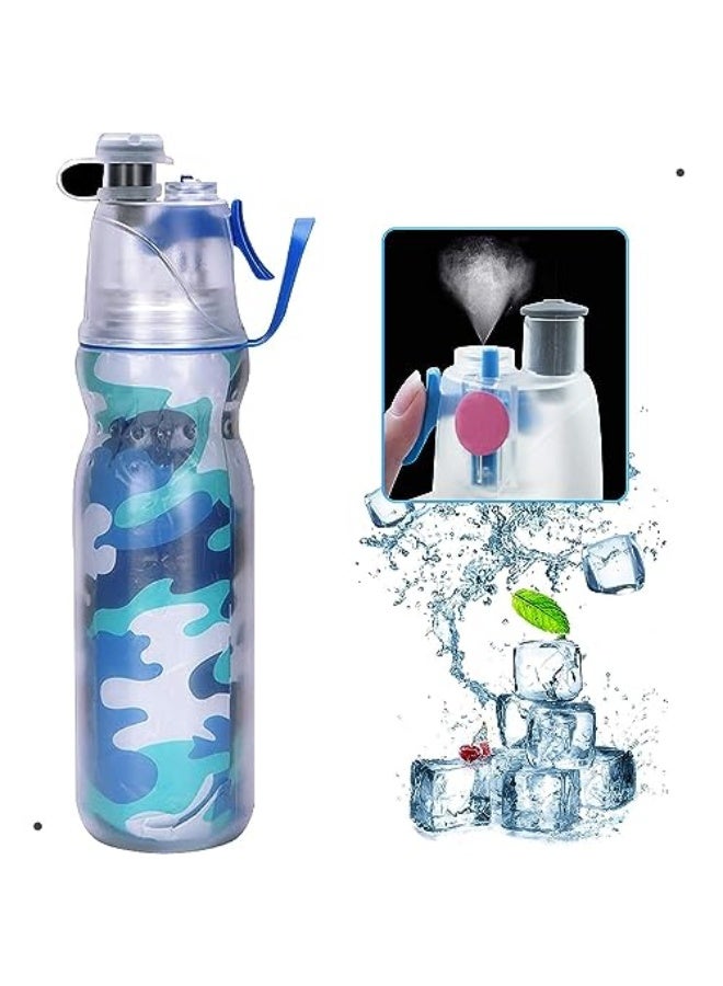 X spring Sport Spray Water Bottle, Kids Sport Water Bottles, 590ML Cool Mist Water Bottle with Three Layer Heat Insulation, Leakproof BPA Free Drinking Bottle for Cycling and School (Blue) - Image 1
