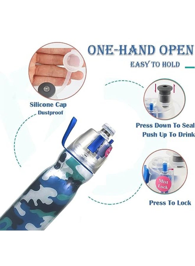 X spring Sport Spray Water Bottle, Kids Sport Water Bottles, 590ML Cool Mist Water Bottle with Three Layer Heat Insulation, Leakproof BPA Free Drinking Bottle for Cycling and School (Blue) - Image 4