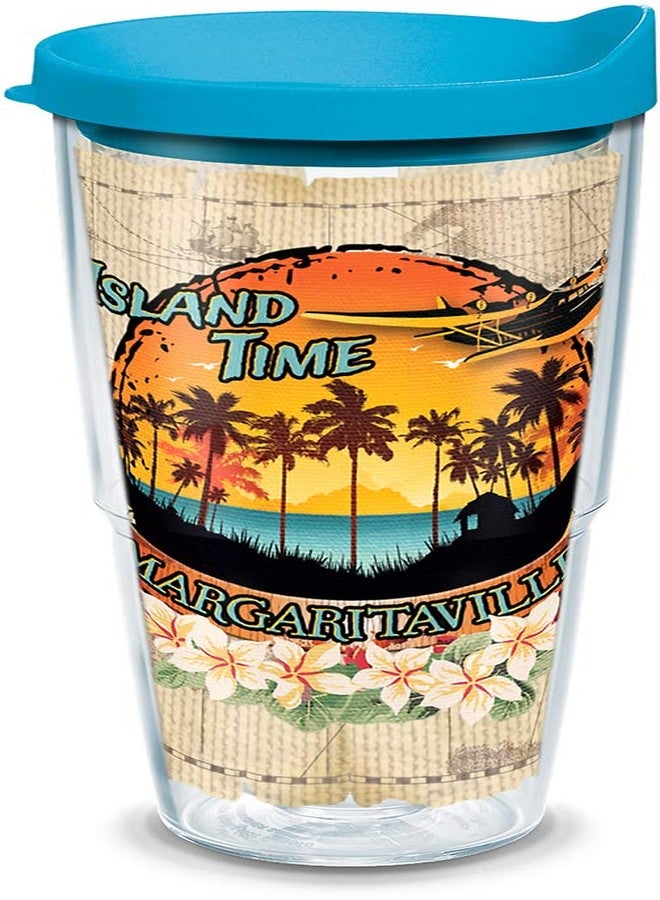 Tervis Margaritaville - Island Time Insulated Tumbler with Wrap and Turquoise Lid, 24oz, Clear - Image 1