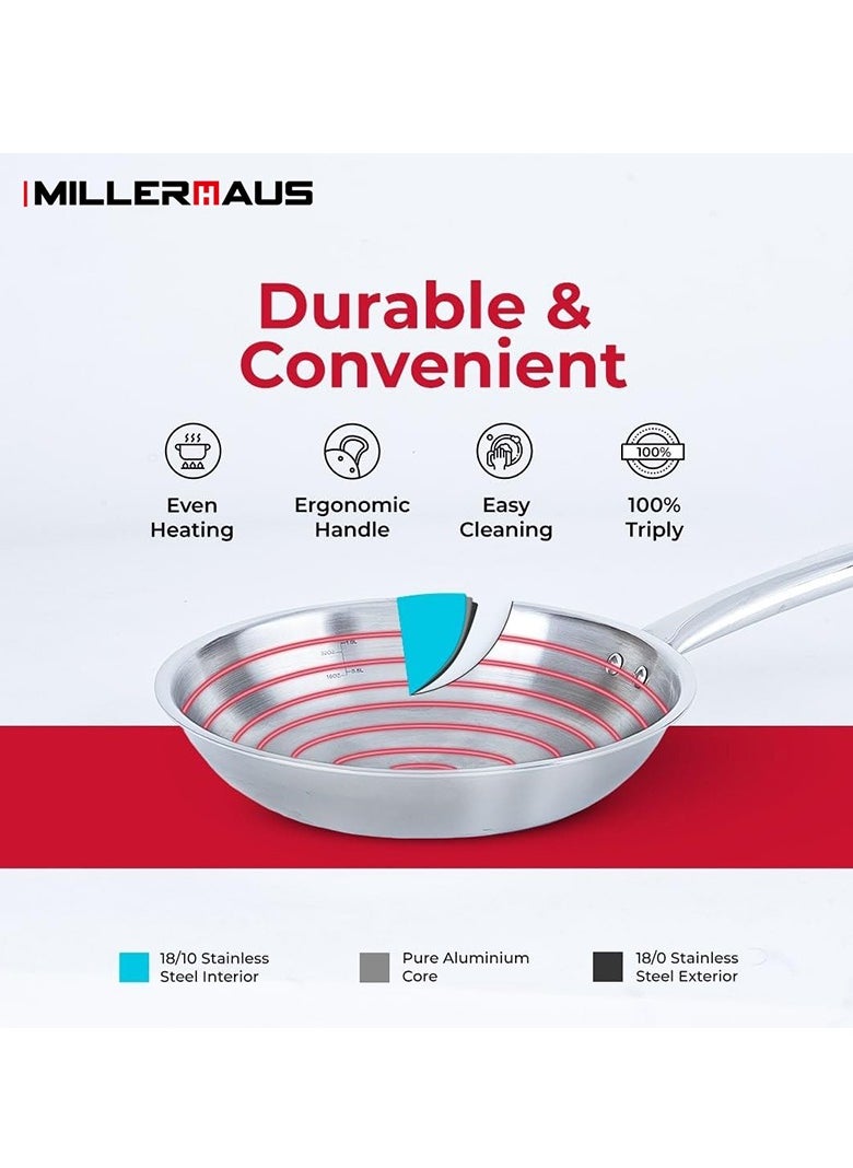 MILLERHAUS Millerhaus Tri-Ply Frypan 32cm Stainless Steel  - Image 4