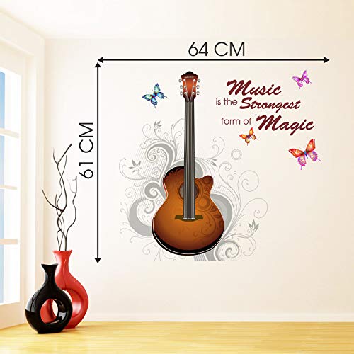 DivineDesigns Vinyl Guitar with Quotes Music Stronger Magic Wall Sticker for Music Lovers Living Room, Bedroom, Office (25X24 Inch) Pack of 1 - Image 3