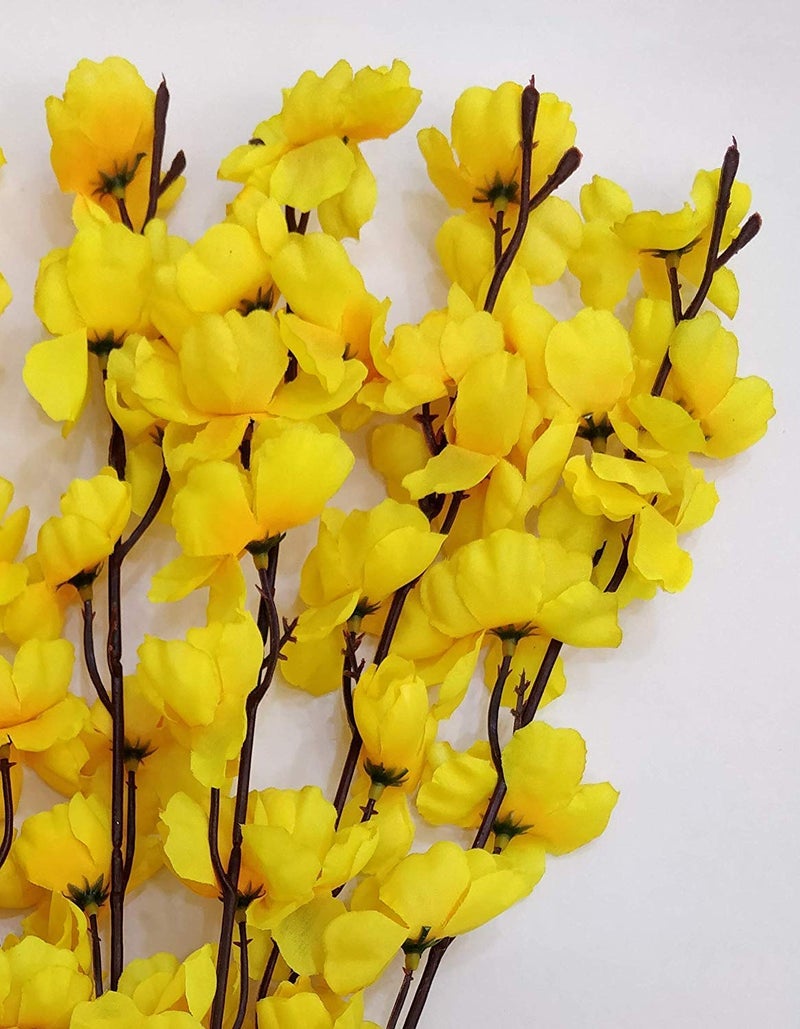 Coolkart Plastic Real Looking Beautiful Orchid Artificial Flower Bunch For Home Office Restaurant Decoration Yellow (Pack Of 1 Bunch/7 Sticks) Made In India - Image 2