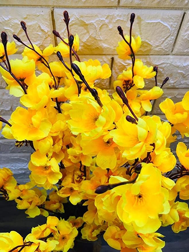 Coolkart Plastic Real Looking Beautiful Orchid Artificial Flower Bunch For Home Office Restaurant Decoration Yellow (Pack Of 1 Bunch/7 Sticks) Made In India - Image 3