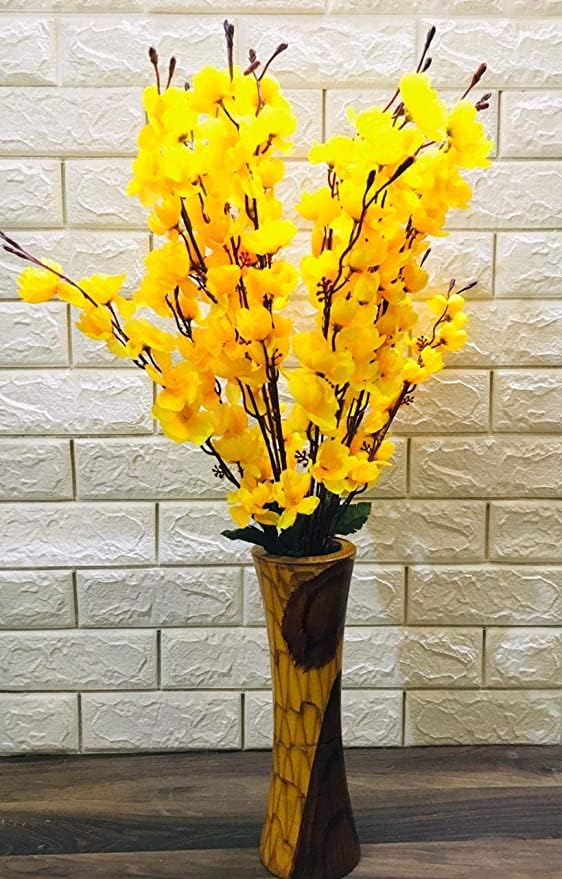 Coolkart Plastic Real Looking Beautiful Orchid Artificial Flower Bunch For Home Office Restaurant Decoration Yellow (Pack Of 1 Bunch/7 Sticks) Made In India - Image 5