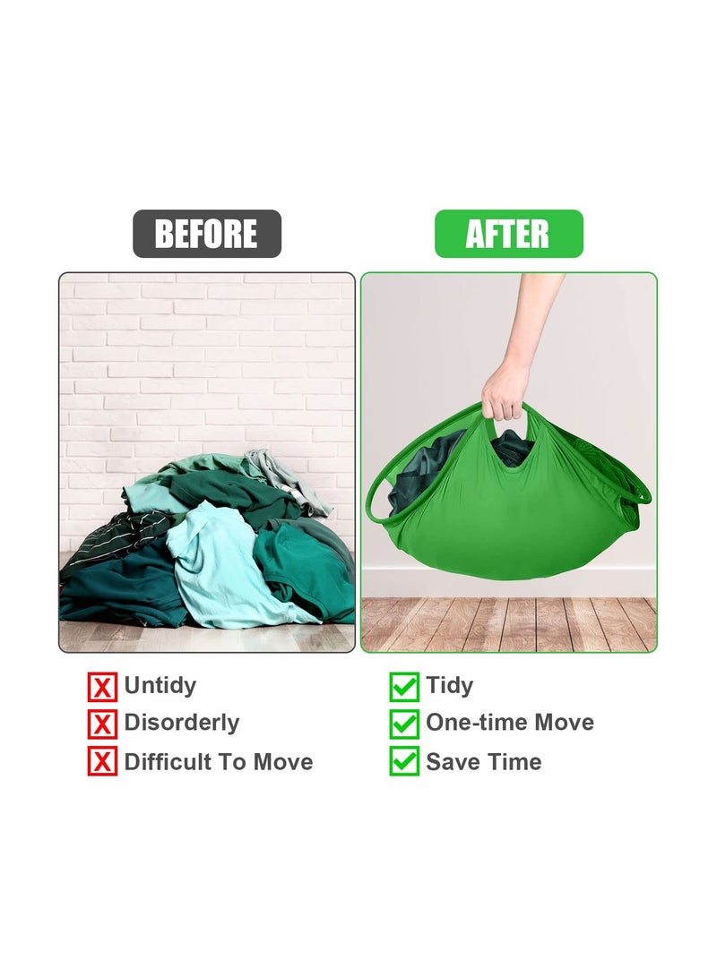 SYOSI Pop-Up Laundry Hampers 27'' Foldable Washing Basket Nylon Laundry Basket Green Round Clothes Sorter Collapsible Wash Basket Room Organiser For Laundry Laundry Bag For Bedroom - Image 5