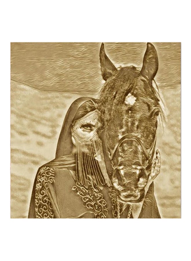RYN Women With Horse MDF Wall Art Brown - Image 2