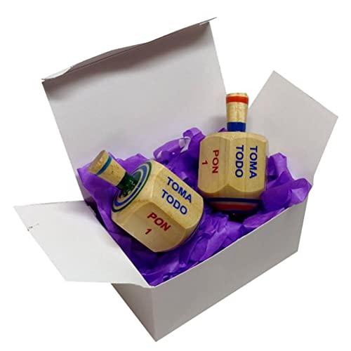 More Fiesta-Pack of 2 Pirinola Toma Todo Game - Set of 2 Hand Painted Wood 3 Inches Tall Spinning Tops Traditional Mexican Game in Spanish, for Cinco De Mayo Party (Traditional) - Image 3
