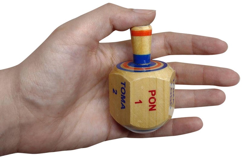 More Fiesta-Pack of 2 Pirinola Toma Todo Game - Set of 2 Hand Painted Wood 3 Inches Tall Spinning Tops Traditional Mexican Game in Spanish, for Cinco De Mayo Party (Traditional) - Image 2