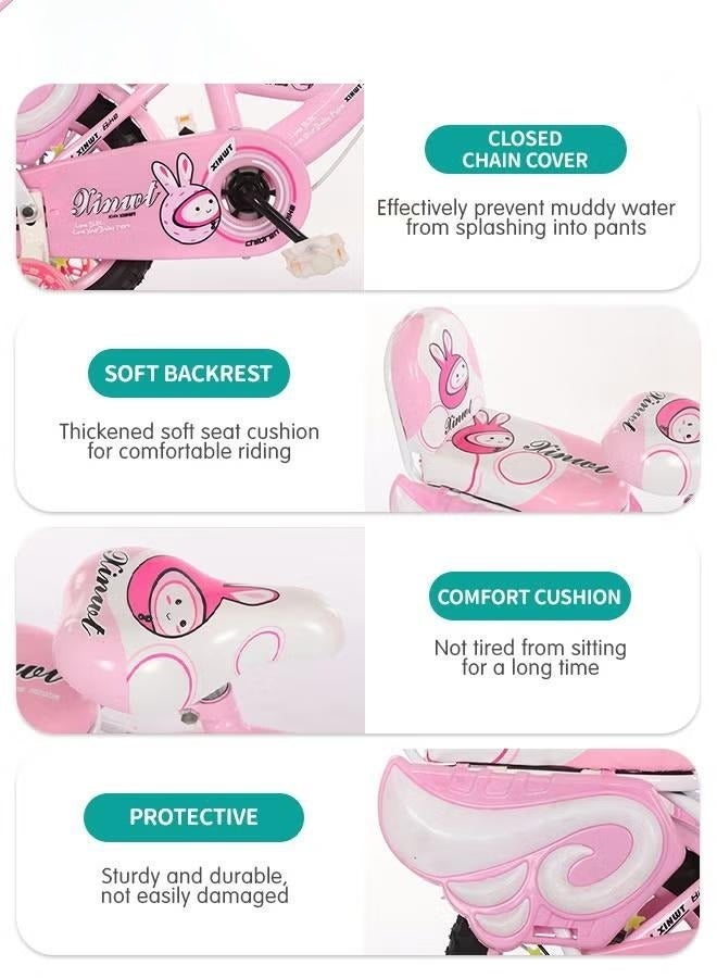 WALALLA Girls Bike for Toddlers and Kids,12 Inch Kids Bike with Training Wheels and Basket, Girl Bicycle with Handbrake and Kickstand, Black Wheels,Pink - Image 5