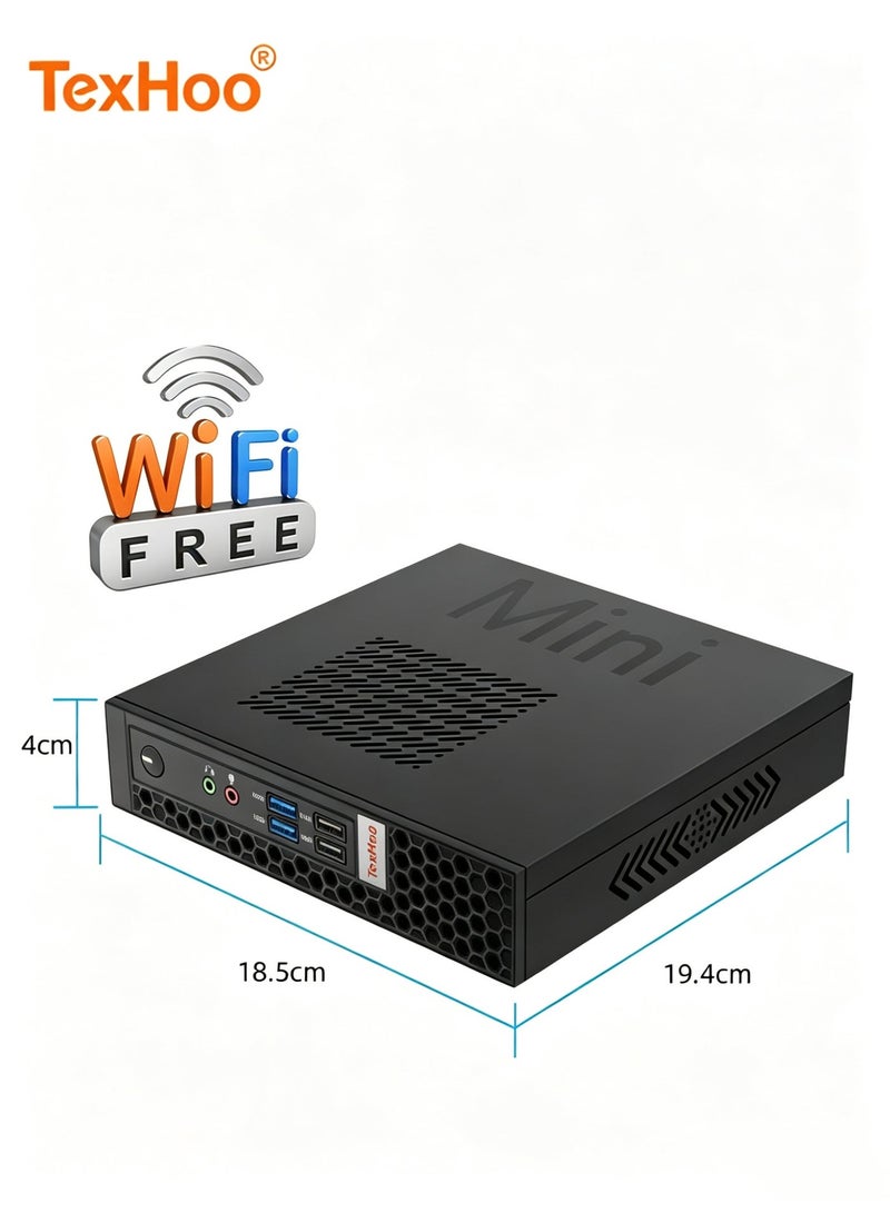 TexHoo Mini PC AMD Ryzen 5 7530U Mini Computer 8GB DDR4 256GB M.2 SSD Mini PC Windows 11 Pro WiFi 6/BT5.2/USB3.2 for Office/Business - Image 1