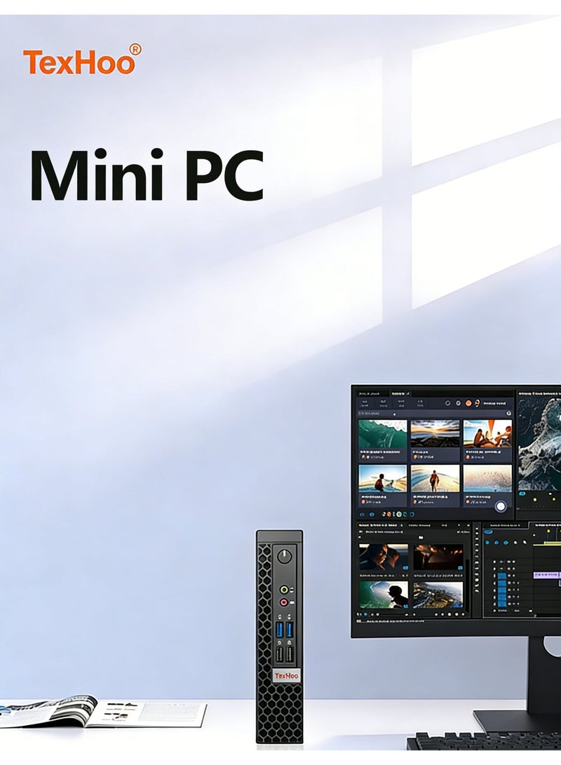 TexHoo Mini PC AMD Ryzen 5 7530U Mini Computer 8GB DDR4 256GB M.2 SSD Mini PC Windows 11 Pro WiFi 6/BT5.2/USB3.2 for Office/Business - Image 2