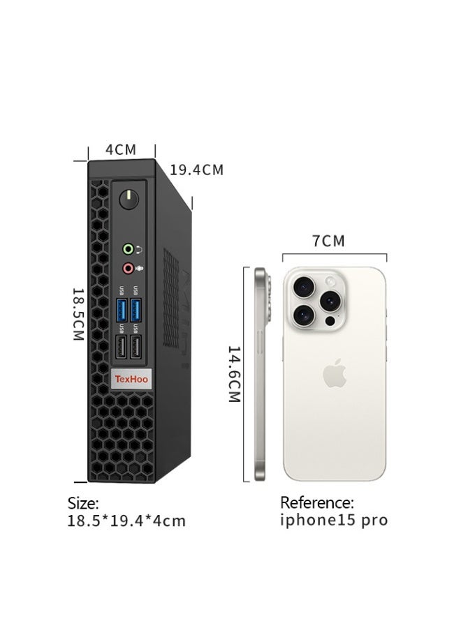 TexHoo Mini PC AMD Ryzen 5 7530U Mini Computer 8GB DDR4 256GB M.2 SSD Mini PC Windows 11 Pro WiFi 6/BT5.2/USB3.2 for Office/Business - Image 4
