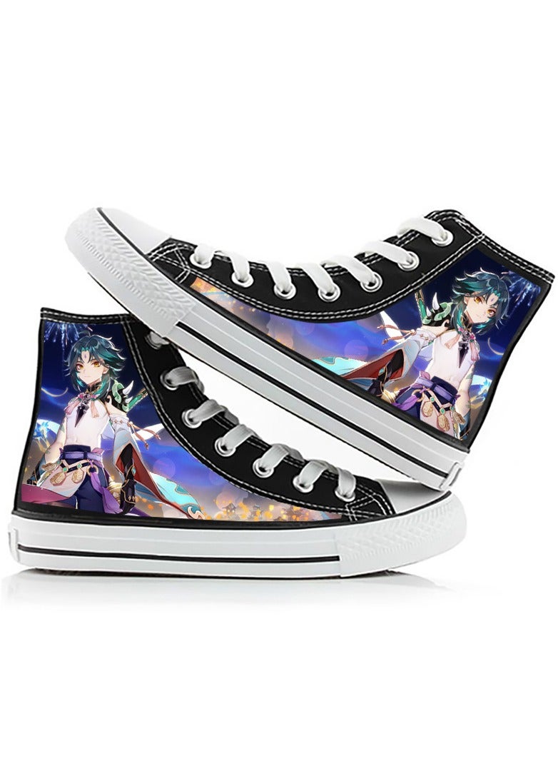 KUYING New Anime Printed Naruto High Top Canvas Shoes 