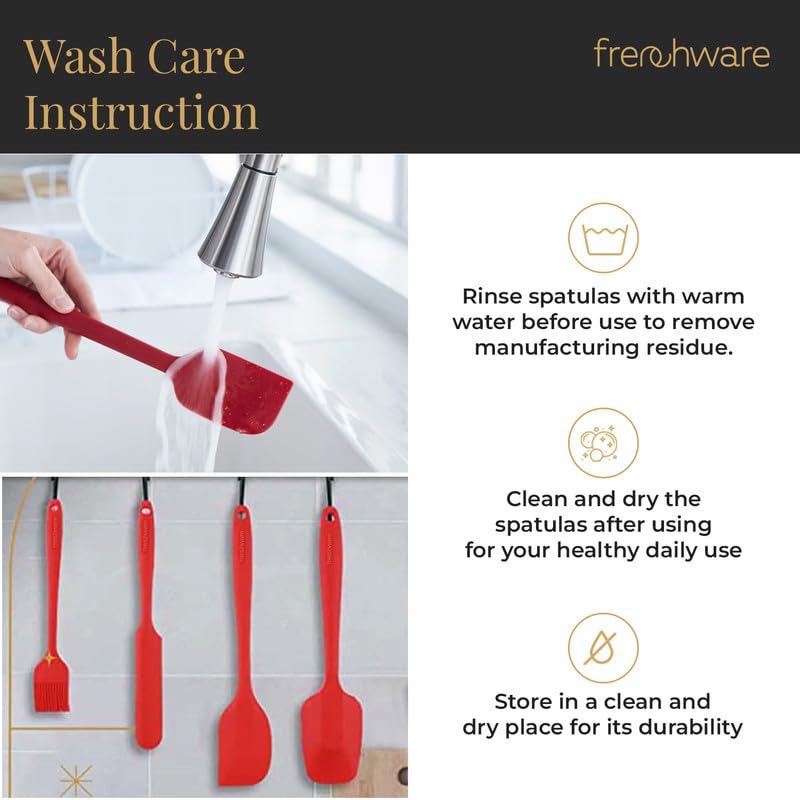 Frenchware (Set of 2, Red) Oil Brush for Cooking & Non-Stick Silicone Spatula Baking & Mixing - Seamless Design, Heat-Resistant -40°C to 230°C, Food-Grade & BPA-Free, Dishwasher Safe - Image 5