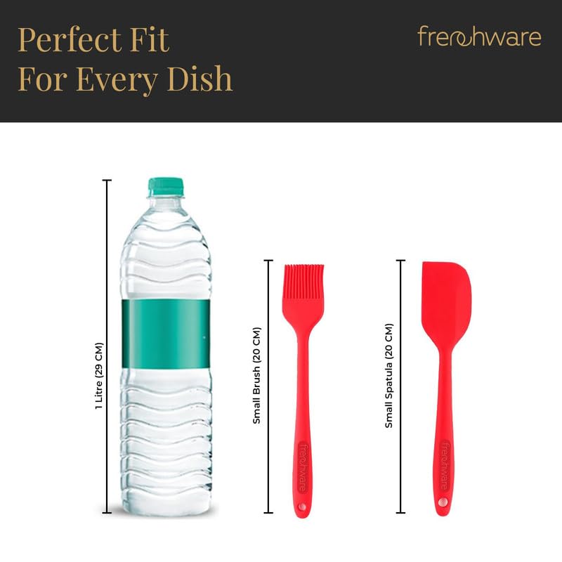 Frenchware (Set of 2, Red) Oil Brush for Cooking & Non-Stick Silicone Spatula Baking & Mixing - Seamless Design, Heat-Resistant -40°C to 230°C, Food-Grade & BPA-Free, Dishwasher Safe - Image 3