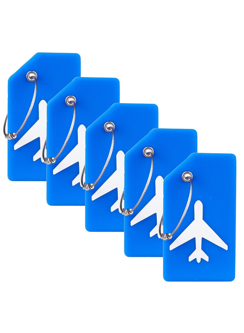 5 Pack Silicone Luggage Tag, With Name ID Card Quickly Spot Luggage Suitcase, Anti-lost Tag, Blue - Image 1