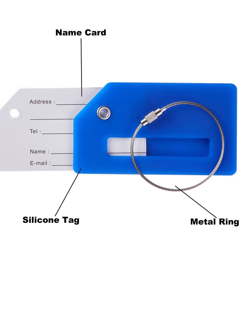 5 Pack Silicone Luggage Tag, With Name ID Card Quickly Spot Luggage Suitcase, Anti-lost Tag, Blue - Image 3