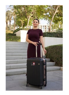 SWISSCASE V801 Carry On Suitcase, 20-Inch, Aluminium Frame, Double Spinner Wheels, Black  - Image 5