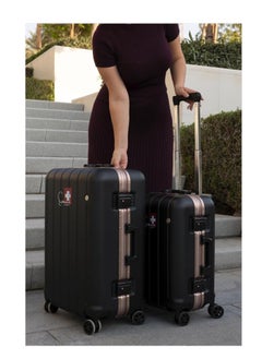 SWISSCASE V801 Carry On Suitcase, 20-Inch, Aluminium Frame, Double Spinner Wheels, Black  - Image 2