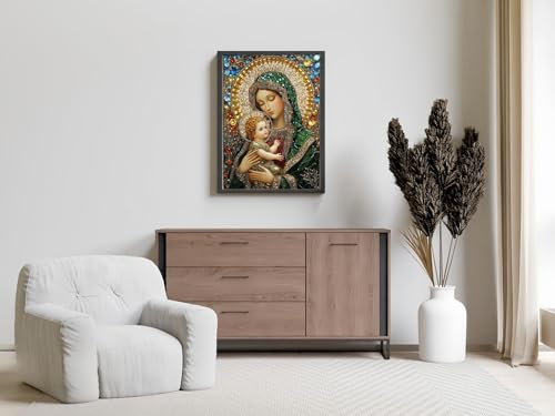 Acelii 5D Diamond Art Kits for Adults Beginners,Holy Mother and Son DIY Full Round Drill Diamond Painting Kits, Paint by Diamonds Dots Gem Art Easy,Home Wall Decor 12X16 Inch - Image 3