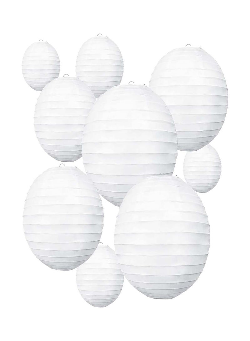 SYOSI Paper Lanterns, Chinese, Japanese Paper Lanterns, 10Pcs White Decorative Hanging Round Paper Lanterns Lamp for Birthday, Wedding, , Bridal Shower, Home Decor, Party(Size of 4”, 6”, 8”, 10”)  - Image 1