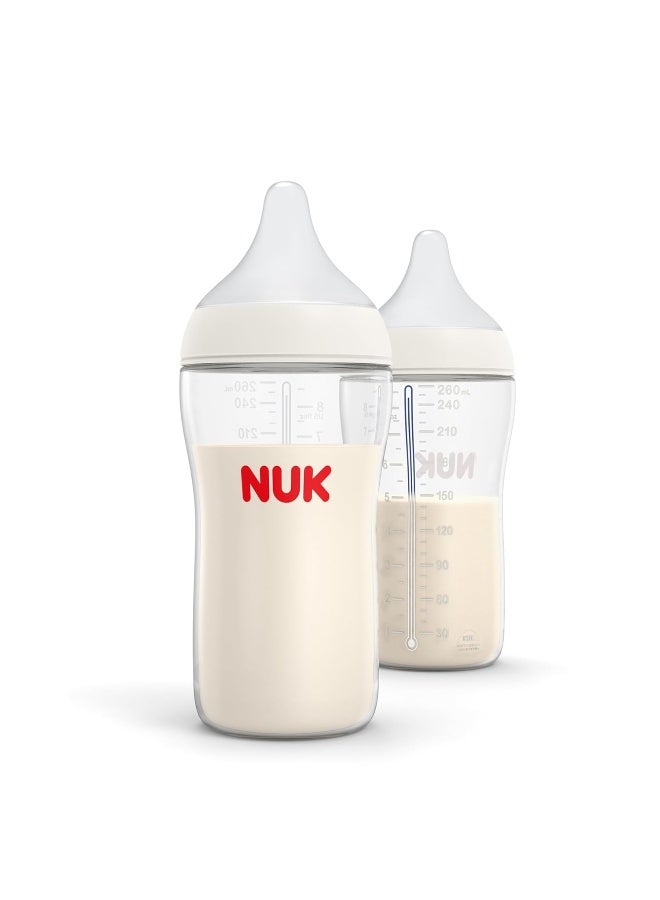 NUK زجاجة NUK Perfect Match 2 في 1 طبيعية ومضادة للمغص سعة 8 أونصات مع حلمة متوسطة التدفق قابلة للتكيف، عبوة من 2 - Image 1