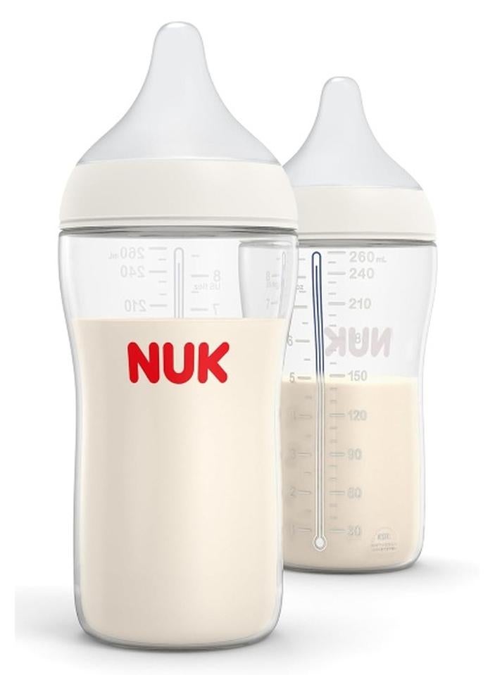 NUK Perfect Match 2-in-1 Natural and Anti-Colic 8oz Bottle with Adaptable Medium Flow Nipple, 2 Pack - Image 1