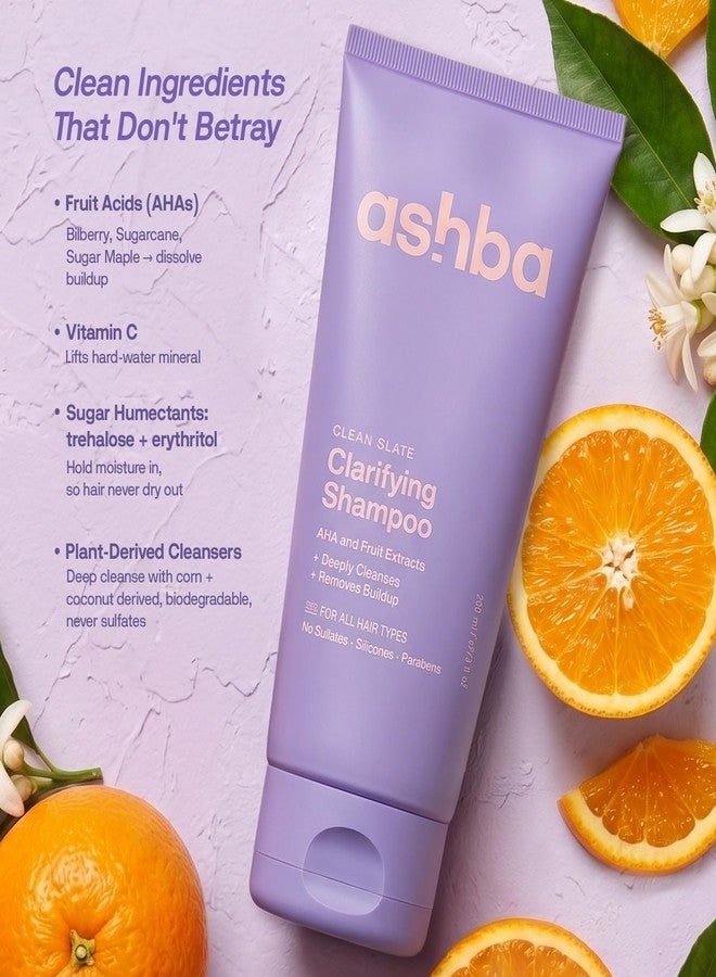 Ashba Botanics Clarifying Shampoo for Curly, Wavy, Frizzy & Dry Hair | Sulfate-Free Deep Cleansing Shampoo | Removes Product Buildup & Hard Water Minerals | With Vitamin C, AHA Fruit Acids & Trehalose | 200ml - Image 2