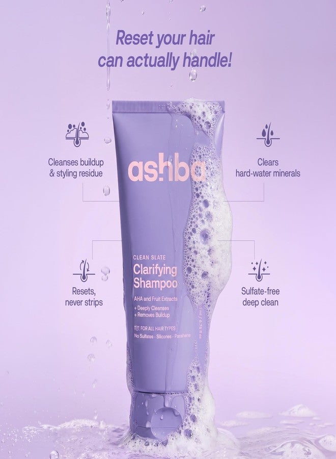 Ashba Botanics Clarifying Shampoo for Curly, Wavy, Frizzy & Dry Hair | Sulfate-Free Deep Cleansing Shampoo | Removes Product Buildup & Hard Water Minerals | With Vitamin C, AHA Fruit Acids & Trehalose | 200ml - Image 1