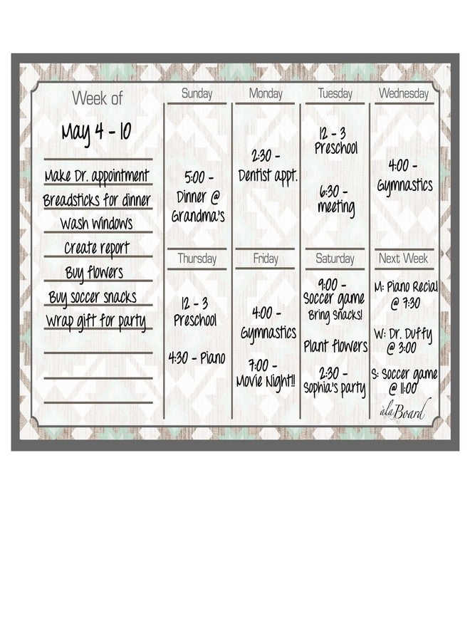 Ala Board Dry Erase Magnet Weekly Calendar Wheat - Image 1