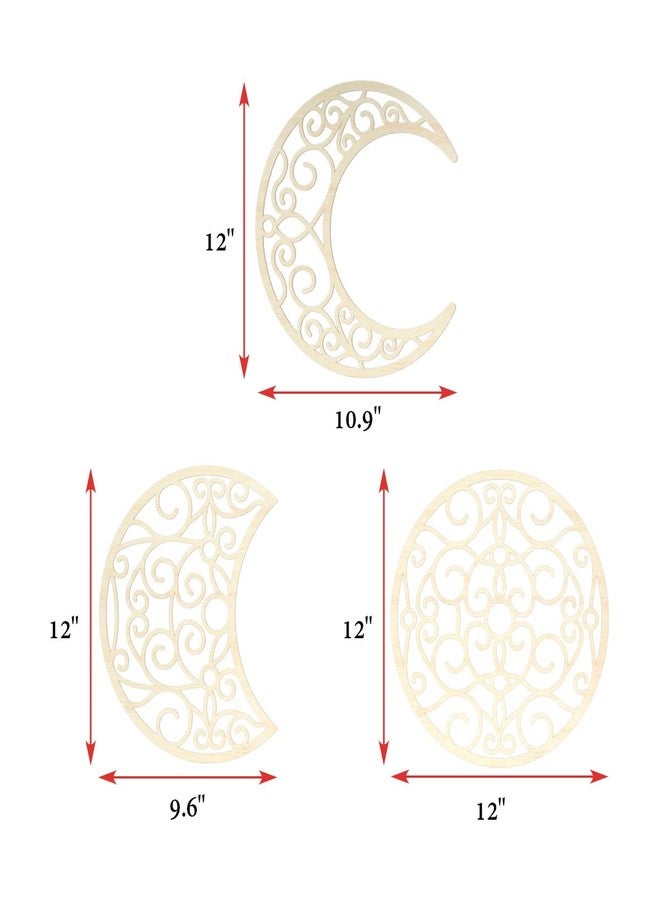 Bnesi 5Pcs Moon decoration wall decoration,12 Inch Moon Phase Spiritual Bedroom Wall Hanging Decor,boho bedroom decor home wall decoration (Wood color) - Image 4