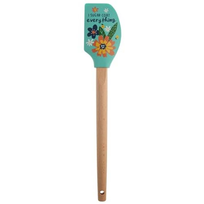 Karma, Silicone Spatula with Wood Handle Heat Resistant, Baking, cooking and Mixing Spatulas, Modern Farmhouse Kitchen Dcor, Gift for Chef, Cooks, Housewarming Gift, Shelly Floral - Image 1