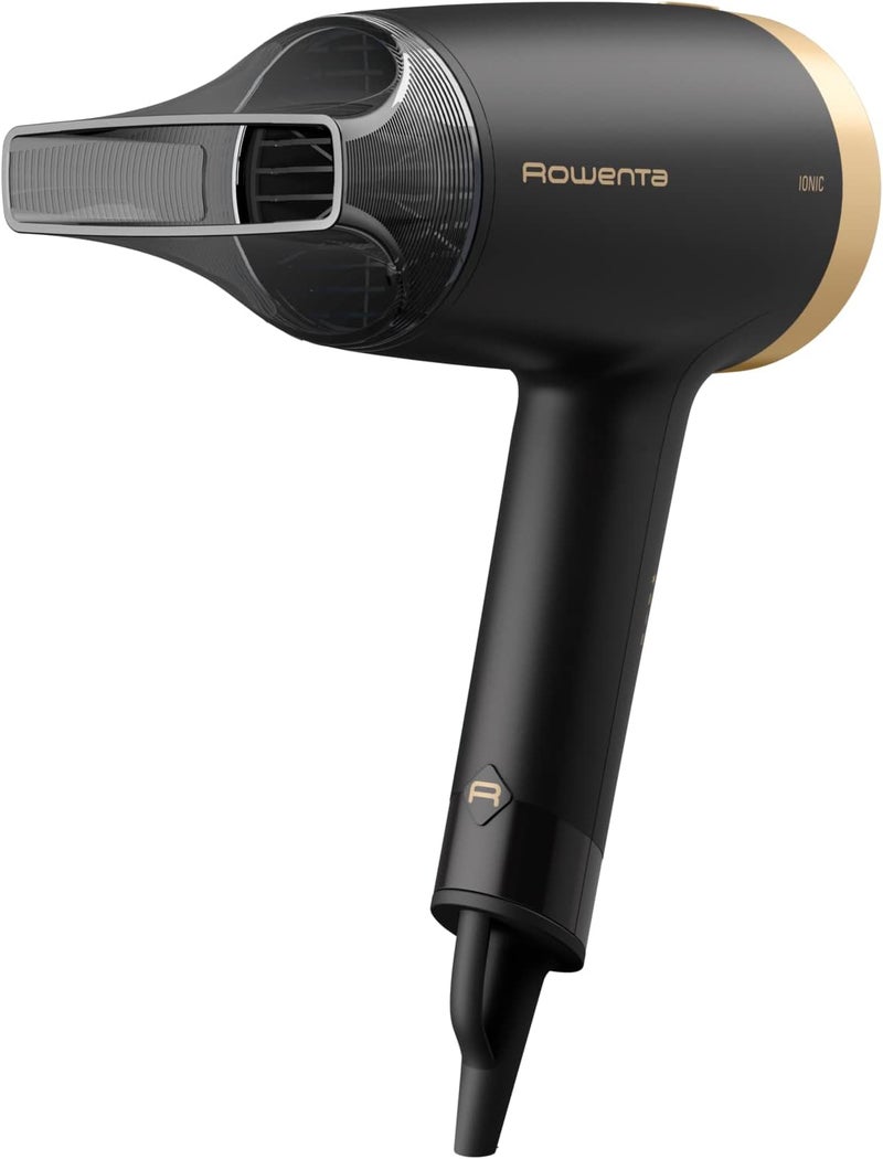 Rowenta CV1811 Express Style Hair Dryer, 1900 Efficient, 2 Settings, Ion Technology, Powerful Cold Air Knob, 1.8 m Power Cord, Compact and Ultralight Design, Black/Gold Economical varied design options - Image 1